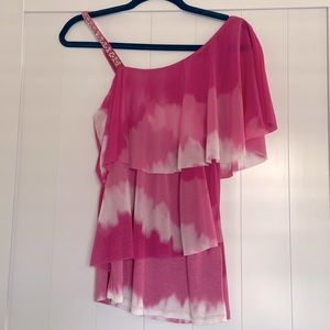 INC Embellished One Shoulder Tie Dye Top - Size M